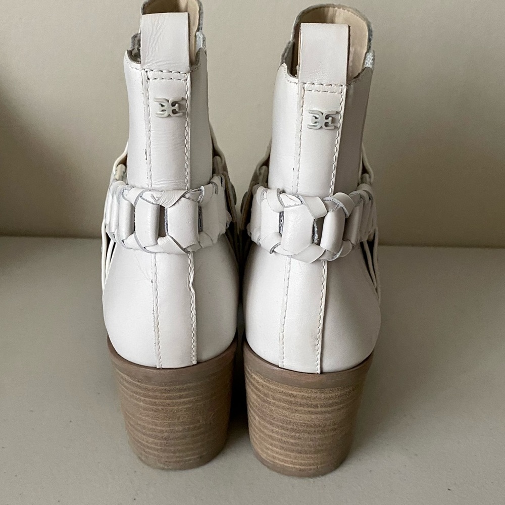 Sam Edelman Dalma Biker Bootie Ivory  Leather 8.5 - Picture 2 of 13